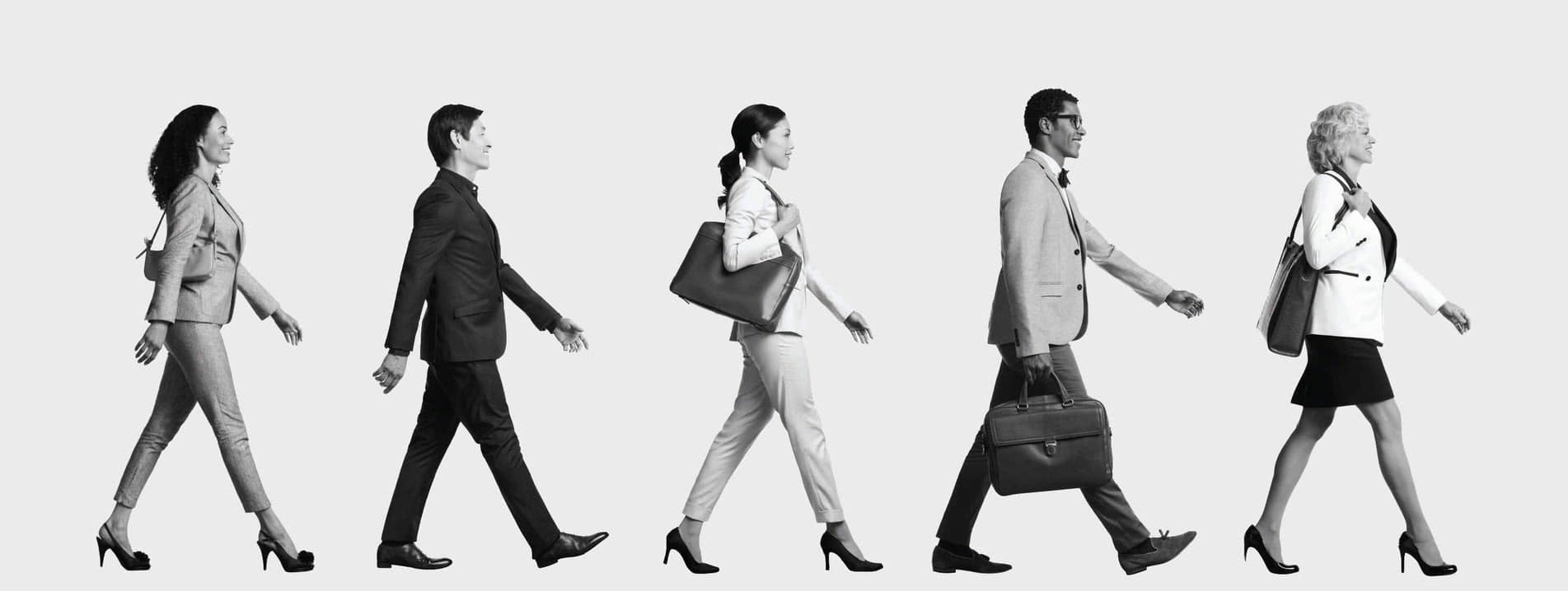 Job Applicants walking the towards their career goal.