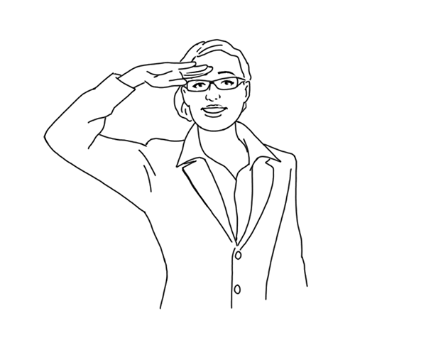 Saluting woman