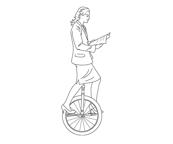 Woman on unicycle